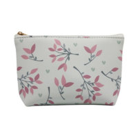 printed leather makeup bag