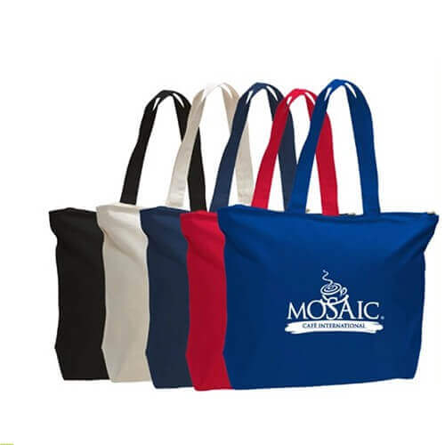 Zippered Printed Canvas Tote Bags